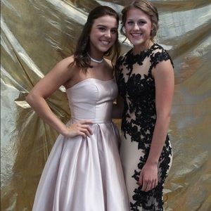 Size 4 Champagne Strapless dress. (Pictured left).